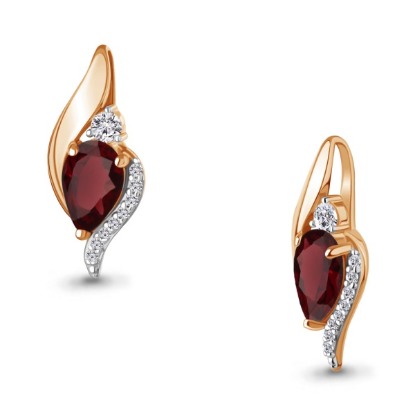 Подвеска из красного золота с гранатом и фианитами
