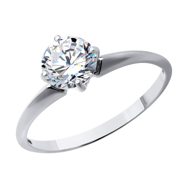 Кольцо из белого золота с фианитом