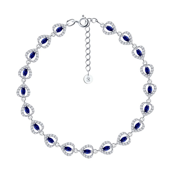 Браслет из белого золота с бриллиантами и сапфирами