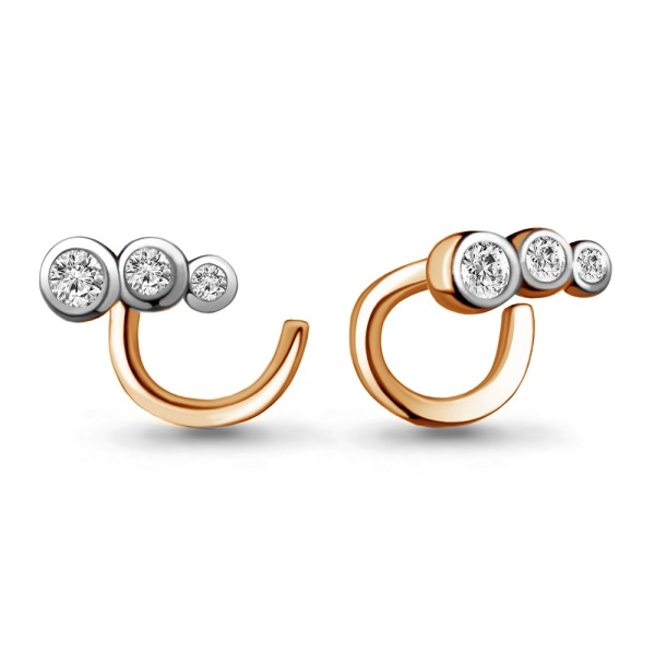 Пирсинг в нос из красного золота с фианитами