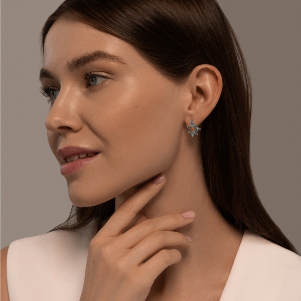 Серьги из красного золота с топазами