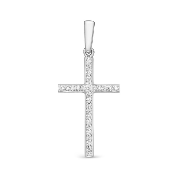 Декоративный крестик из белого золота с бриллиантами