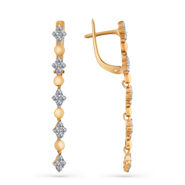 Серьги из золота с фианитами