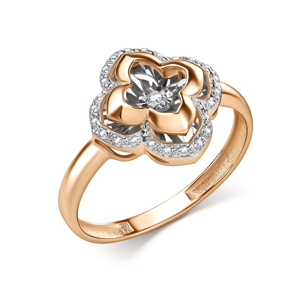 Кольцо из комбинированного золота с танцующим бриллиантом