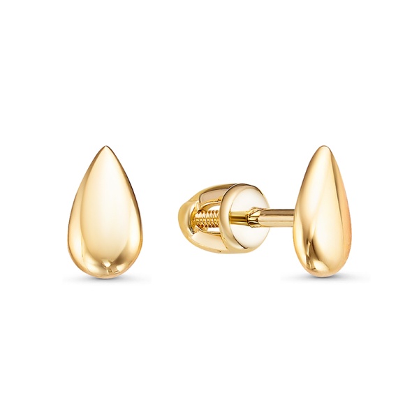 Серьги пусеты из желтого золота