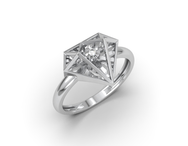 Кольцо из белого золота с танцующим бриллиантом