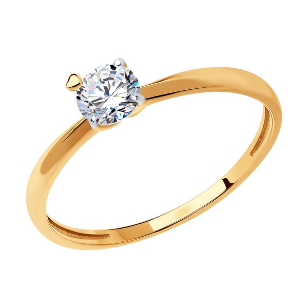 Кольцо из красного золота с фианитом