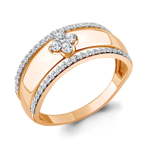 Кольцо из красного золота с фианитами