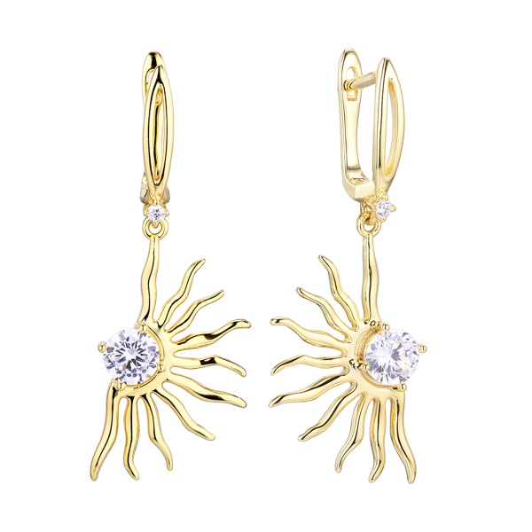 Серьги из позолоченного серебра с фианитами