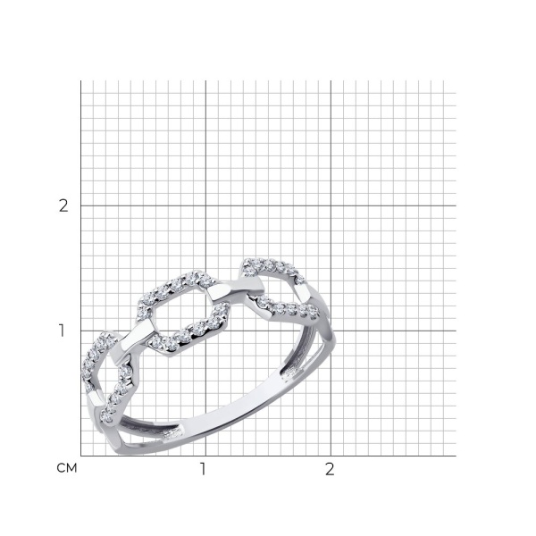 Кольцо из белого золота с фианитами
