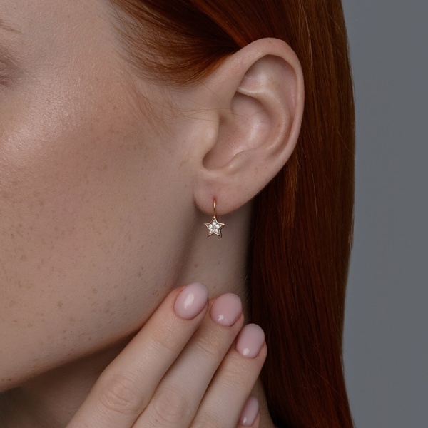 Серьги из красного золота с фианитами