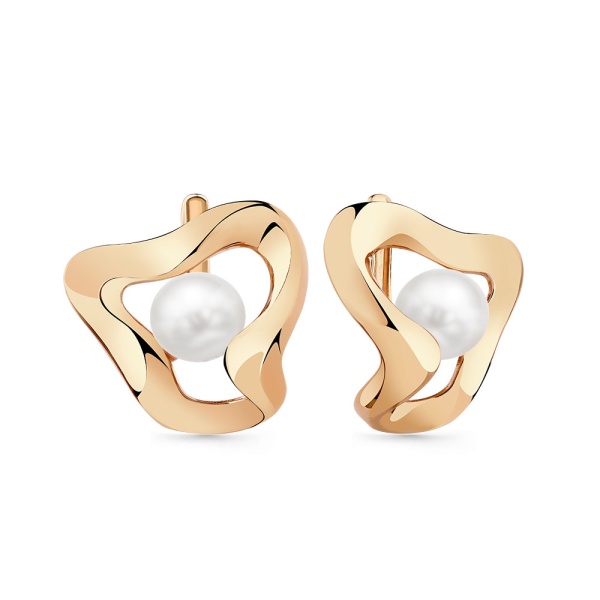 Серьги из красного золота с жемчугом