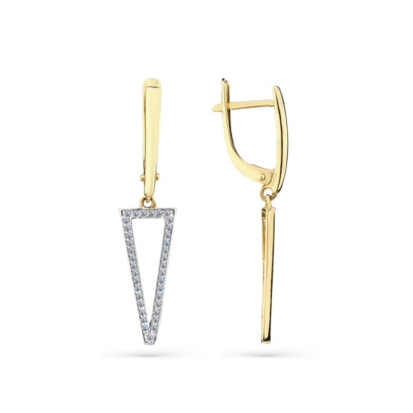 Серьги из желтого золота с фианитами