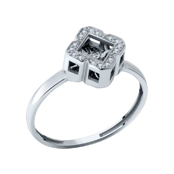 Кольцо из белого золота с танцующим бриллиантом