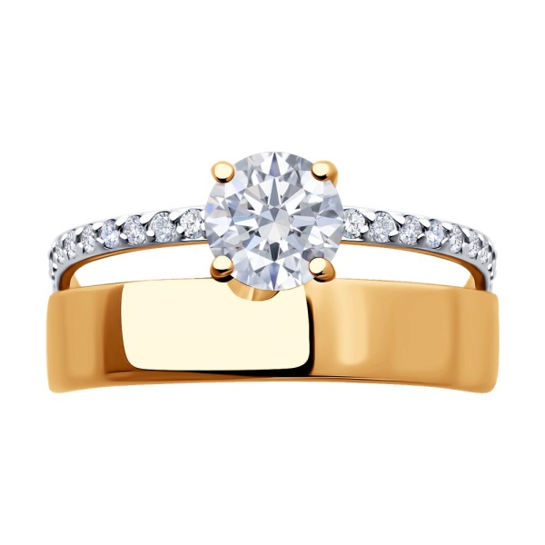 Кольцо из красного золота с фианитами