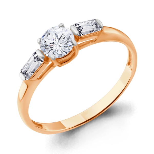 Кольцо из красного золота с фианитами