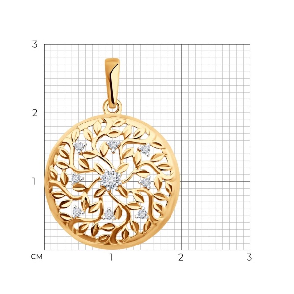 Подвеска из красного золота с фианитами