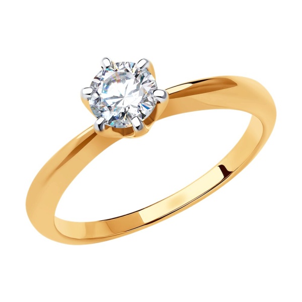 Кольцо из красного золота с фианитом