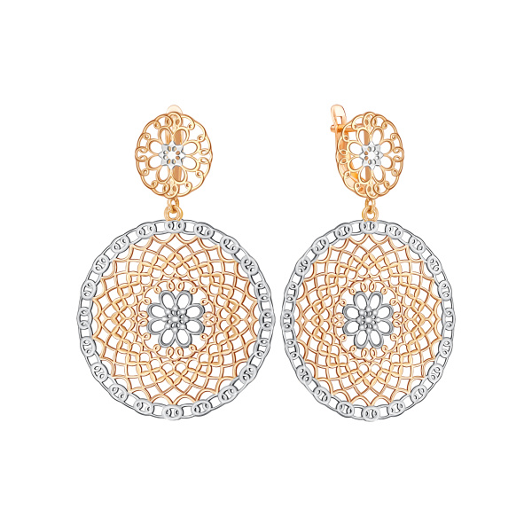 Серьги из комбинированного золота