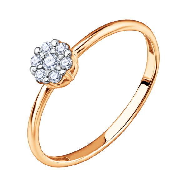 Кольцо из красного золота с бриллиантами