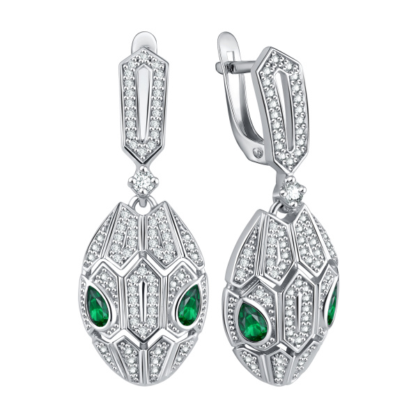 Серьги из серебра с фианитами