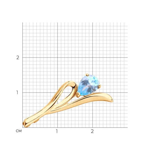 Брошь из красного золота с топазом