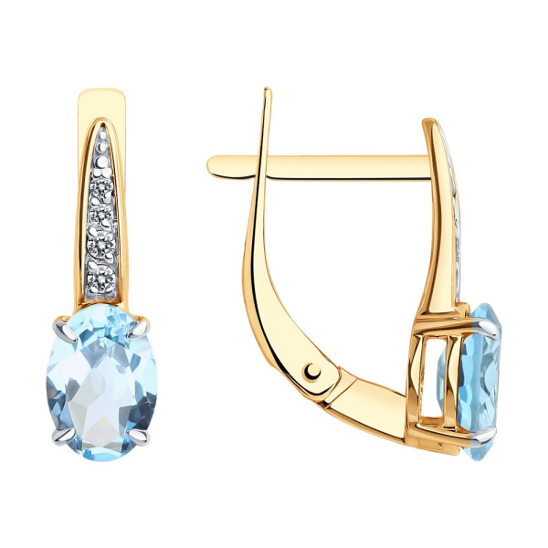 Серьги из красного золота с топазами и фианитами