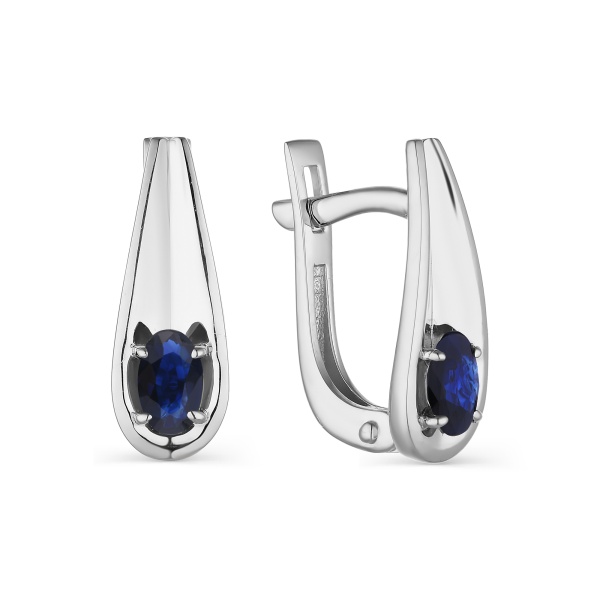 Серьги из белого золота с сапфирами