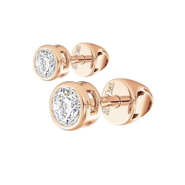 Серьги-пусеты из красного золота с бриллиантами