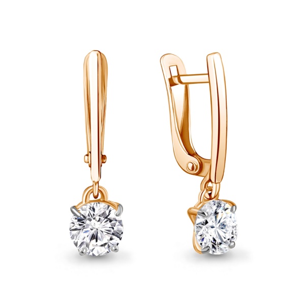 Серьги из красного золота с фианитами