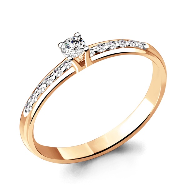 Кольцо из красного золота с фианитами