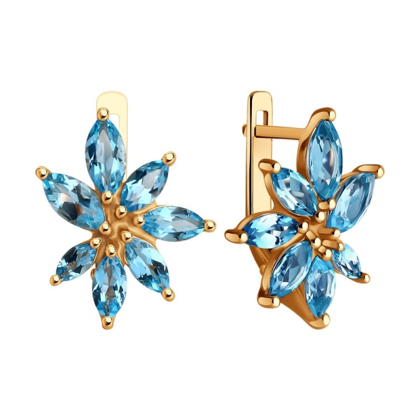 Серьги из красного золота с топазами