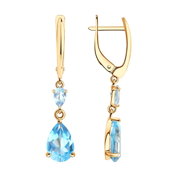 Серьги из красного золота с топазами