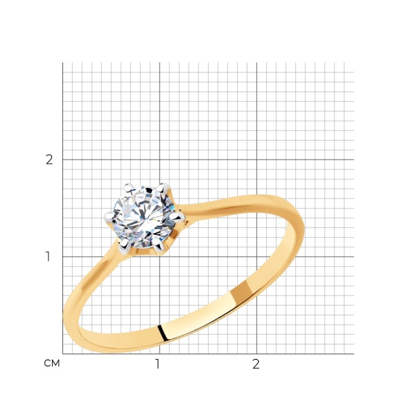 Кольцо из красного золота с фианитом