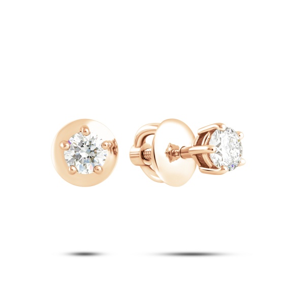 Серьги пусеты из красного золота с бриллиантами