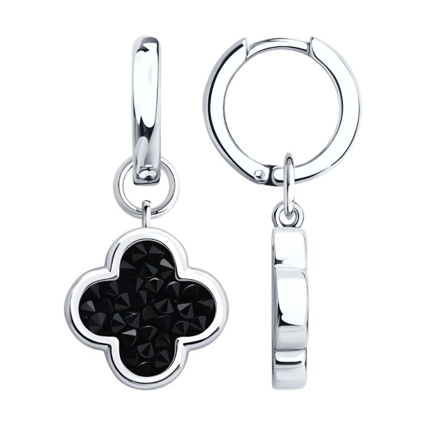 Серьги конго из серебра с кристальной тканью