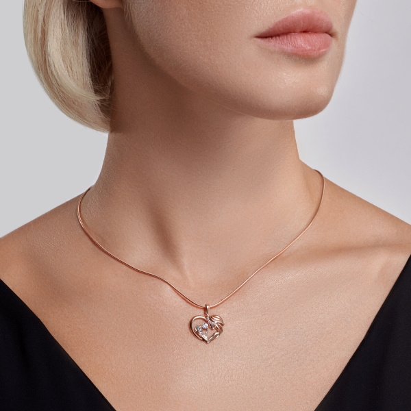 Подвеска из красного золота с фианитами «Мать и дитя»