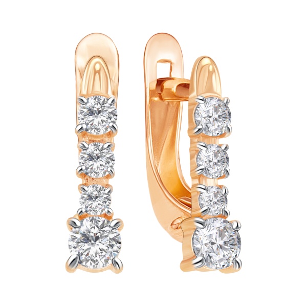 Серьги из красного золота с фианитами