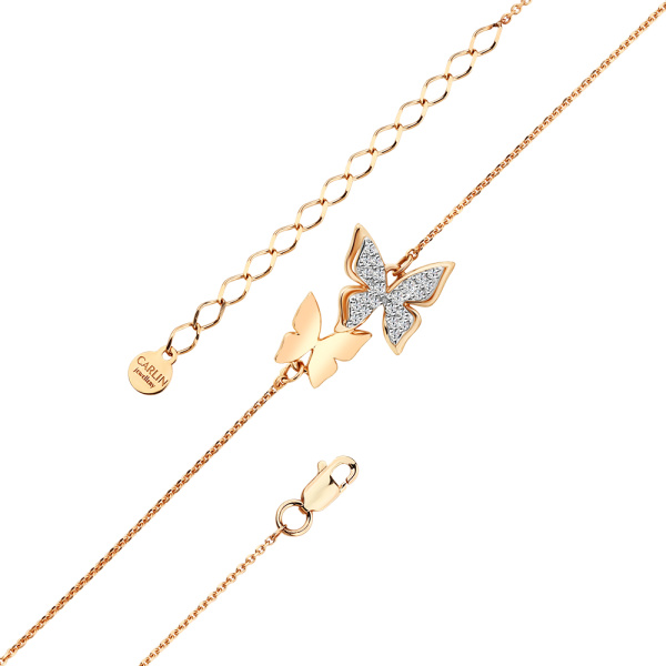 Браслет из красного золота с фианитами