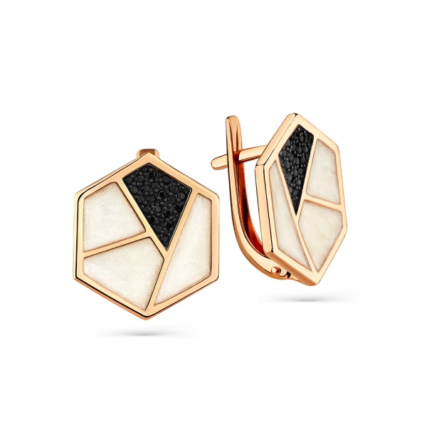 Серьги из красного золота с наношпинелью и эмалью