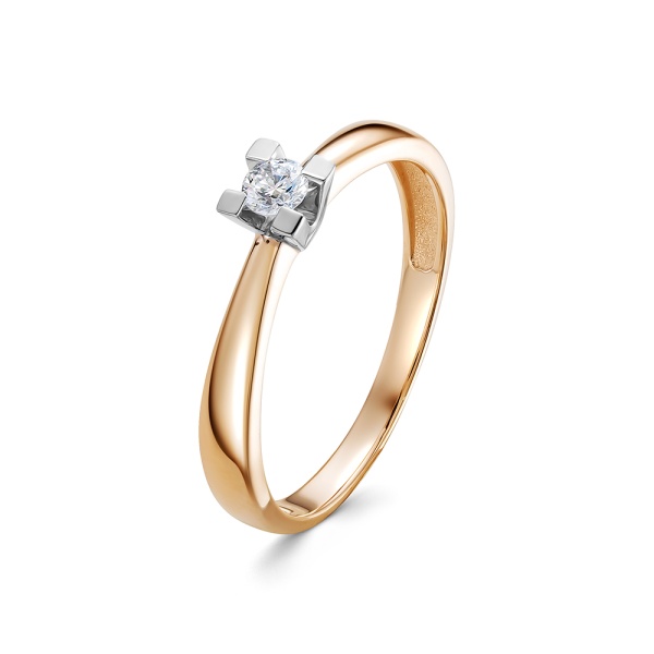 Кольцо из красного золота с бриллиантом