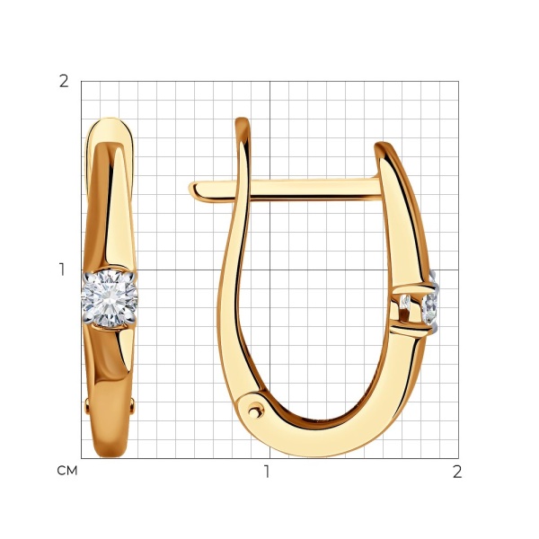 Серьги из красного золота с бриллиантами