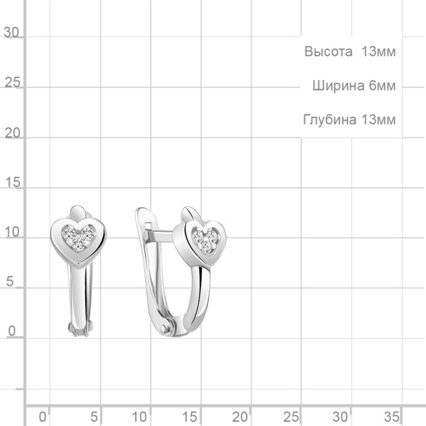 Серьги из серебра с фианитами