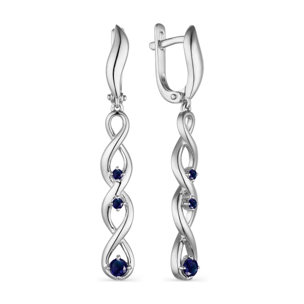 Серьги из белого золота с сапфирами