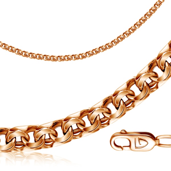 Цепь из красного золота 585, плетение «Бисмарк»