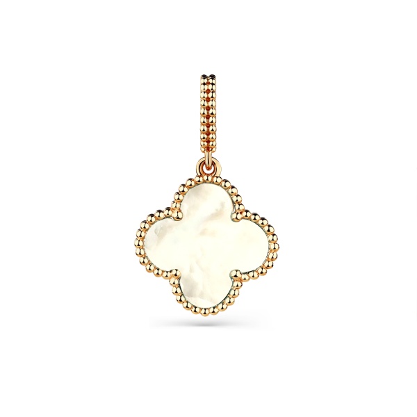 Подвеска «Клевер» из красного золота с перламутром