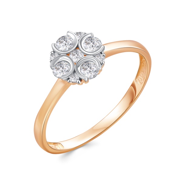 Кольцо из красного золота с фианитами