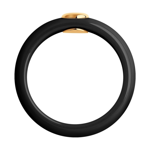 Кольцо из черной керамики с красным золотом и бриллиантом