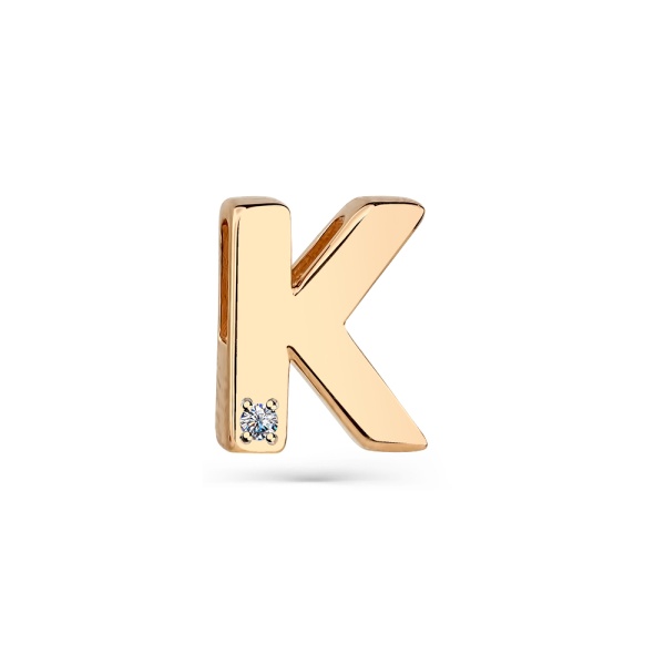 Подвеска из красного золота с фианитом «Буква К»