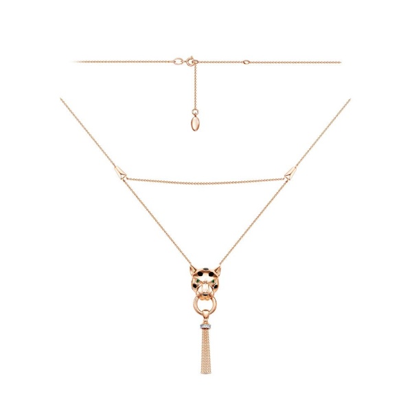 Колье из красного золота с фианитами и эмалью